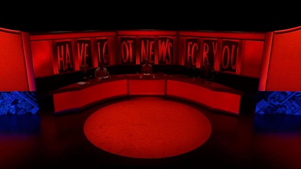 The Have I Got News For You studio set just before the lights go up for an episode of the show