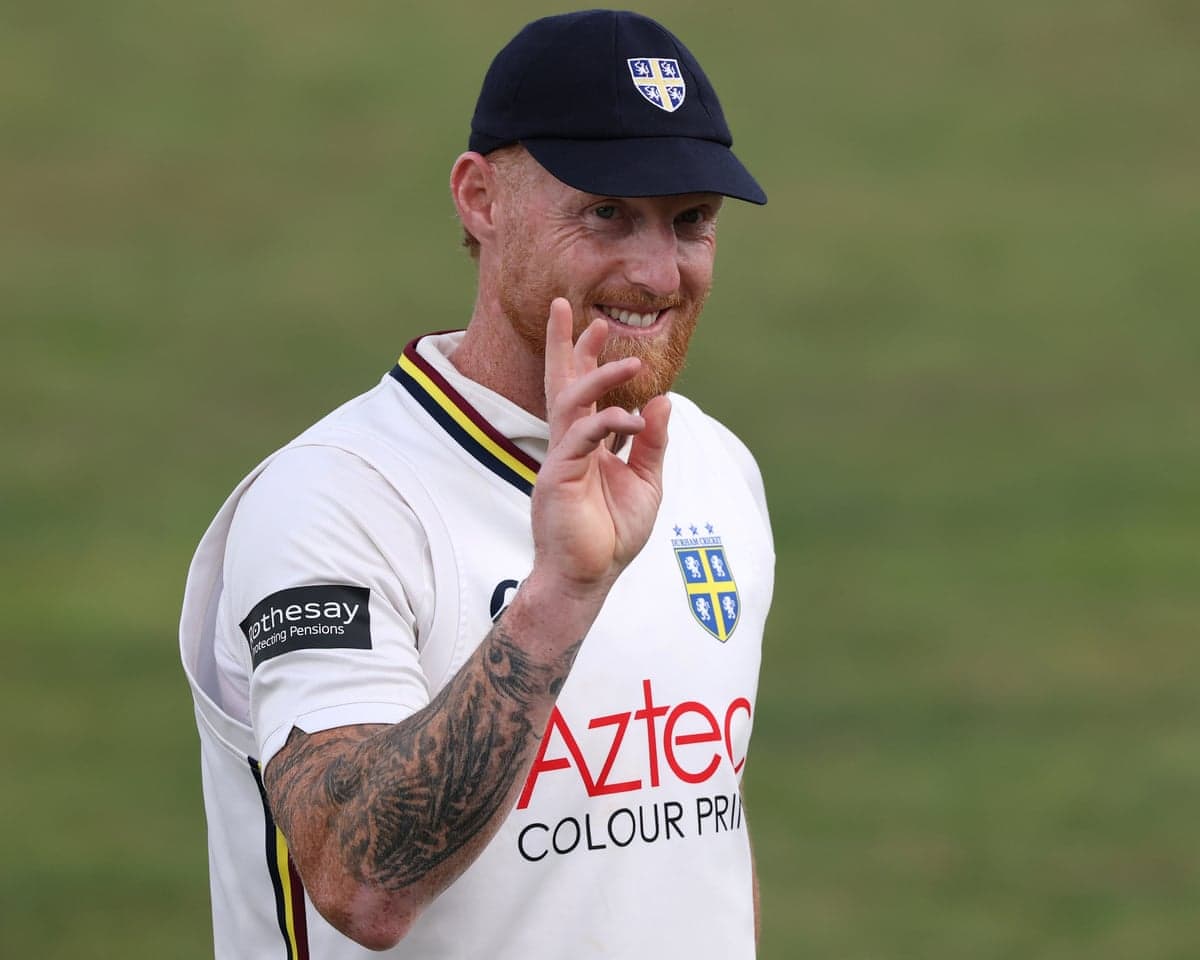 Ben Stokes holds up a hand to acknowledge the applause after taking six wickets for Durham