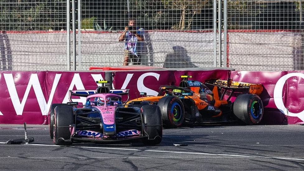 Debris is strewn over the Baku circuit after Alpine's Pierre Gasly and McLaren's Lando Norris were knocked out of the race by Alpine's Franco Colapinto