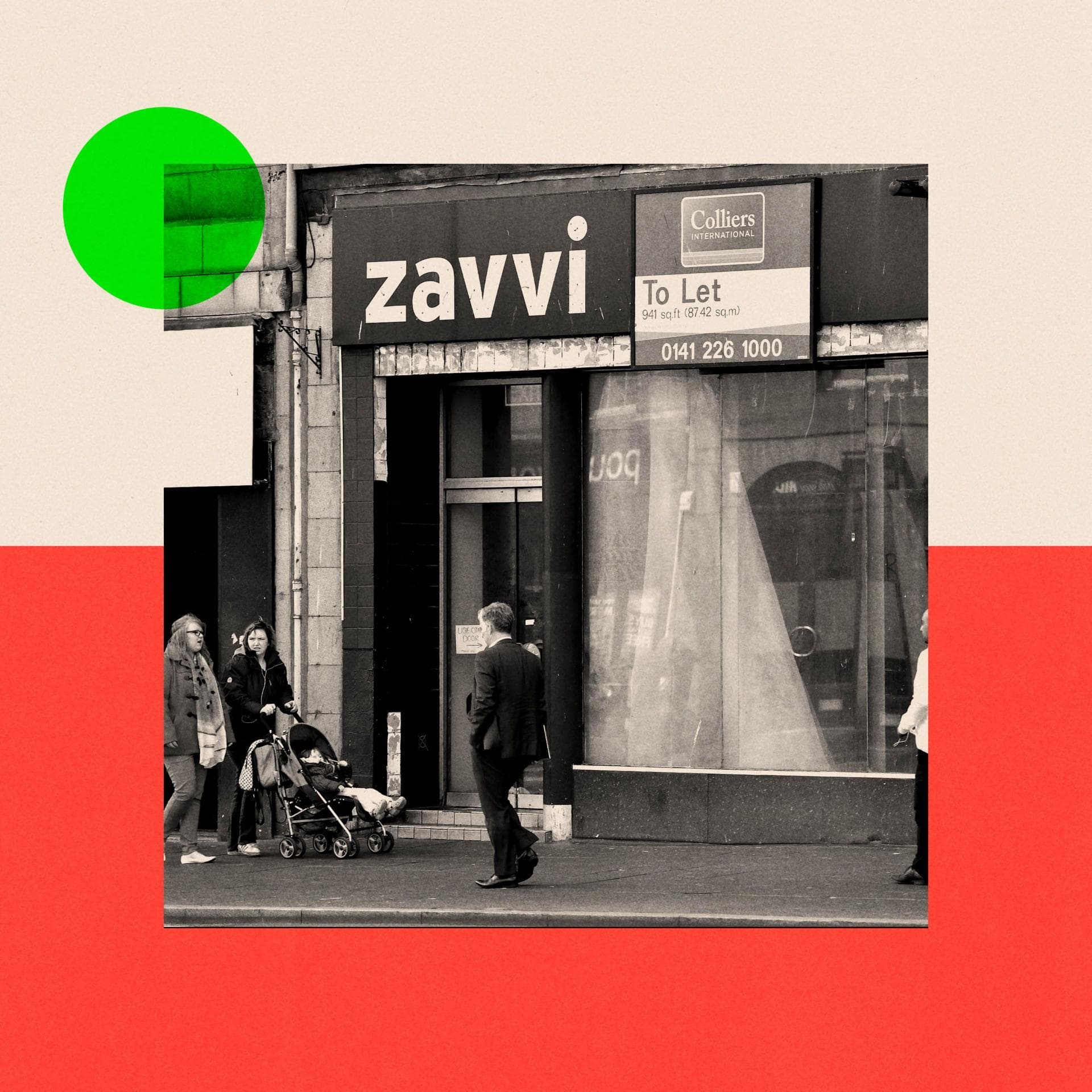 A treated image of closed down retail shops