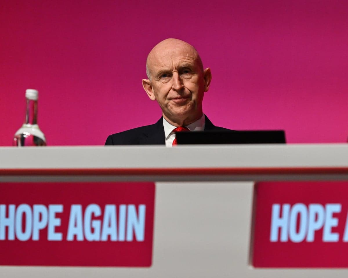 Chancellor John Healey listens to speeches on Sunday at the Labour party conference in Liverpool