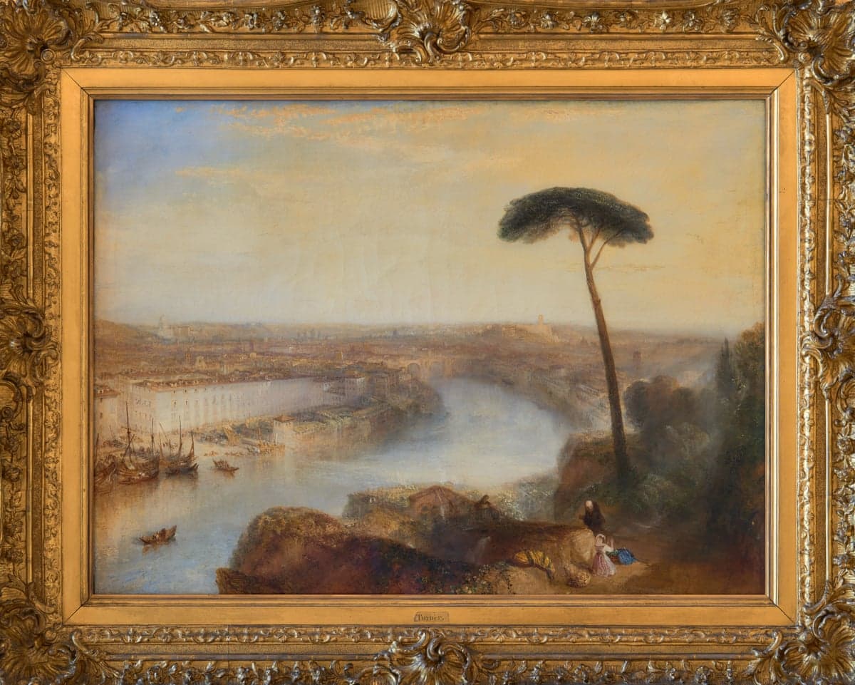 Closeup of the painting in its frame