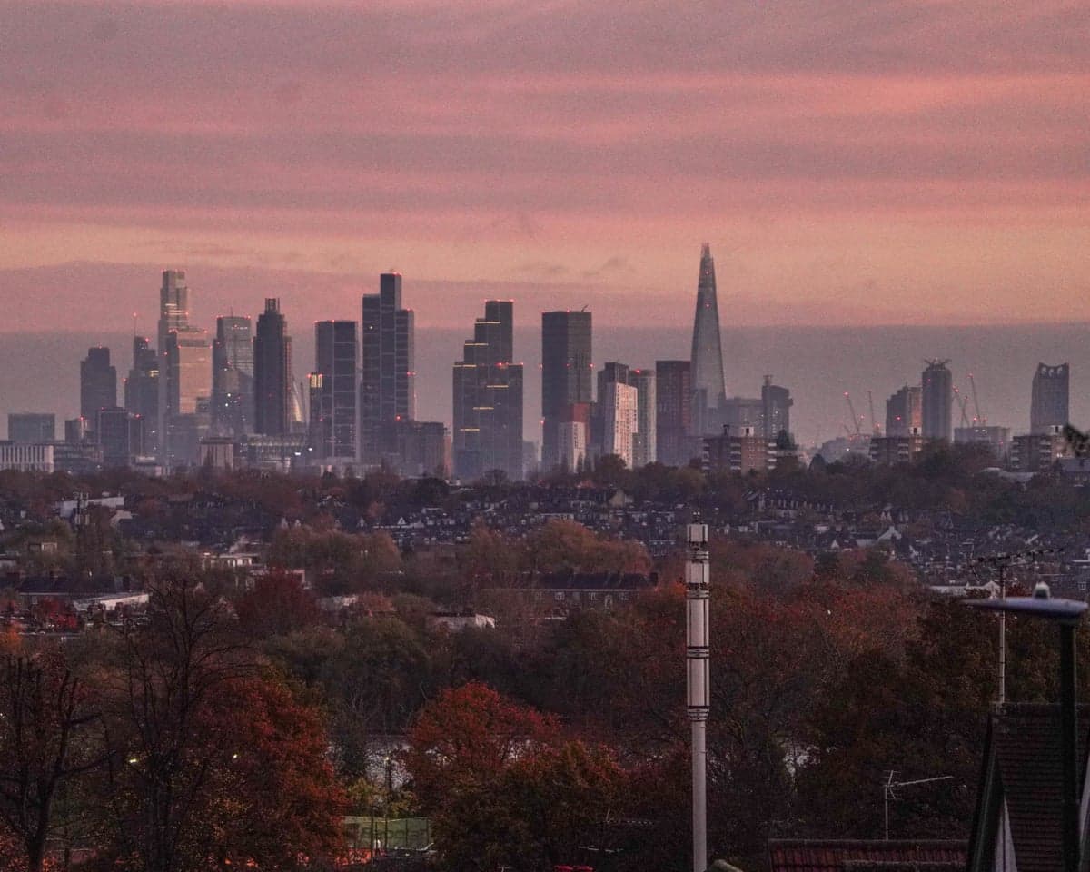 The London skyline and financial district