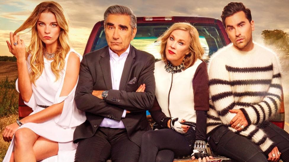 Annie Murphy, Eugene Levy, Catherine O'Hara and Dan Levy in Schitt's Creek
