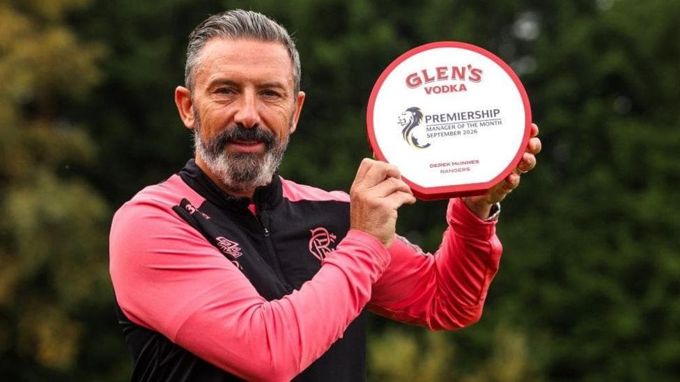 Rangers Manager Derek McInnes wins the William Hill Premiership Manager of the Month award at the Rangers Training Centre, on October 08, 2026
