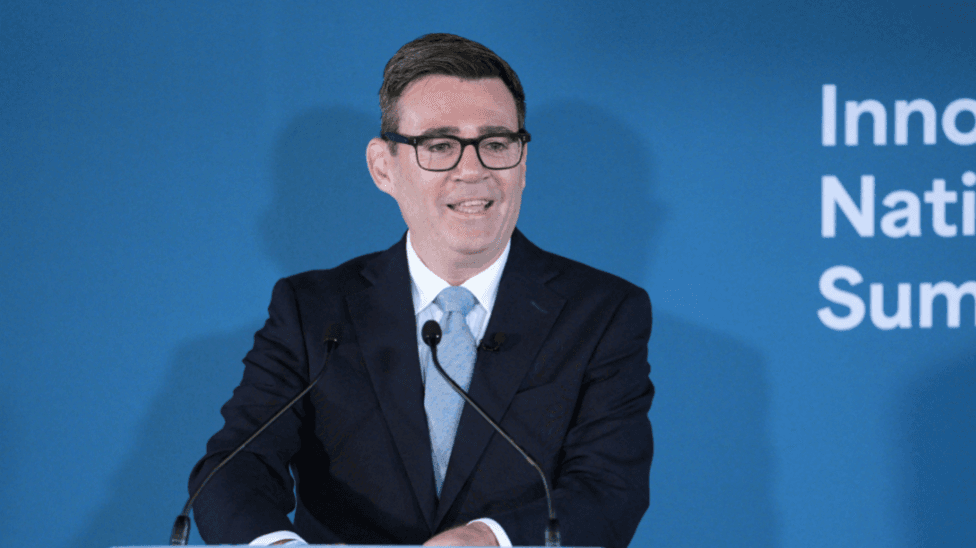 Prime Minister Andy Burnham speaks at The Innovation Nation Summit in Manchester