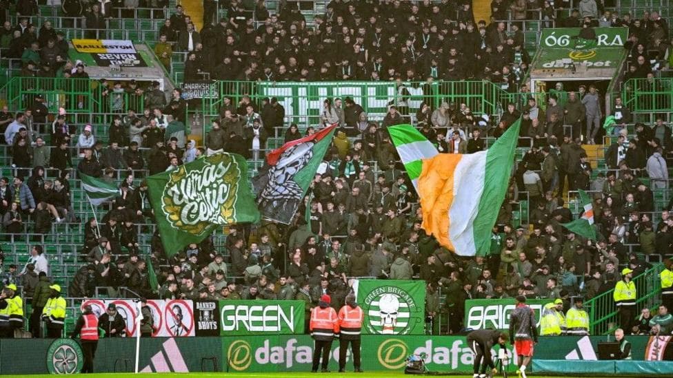 The Green Brigade occupy a standing section at Celtic Park