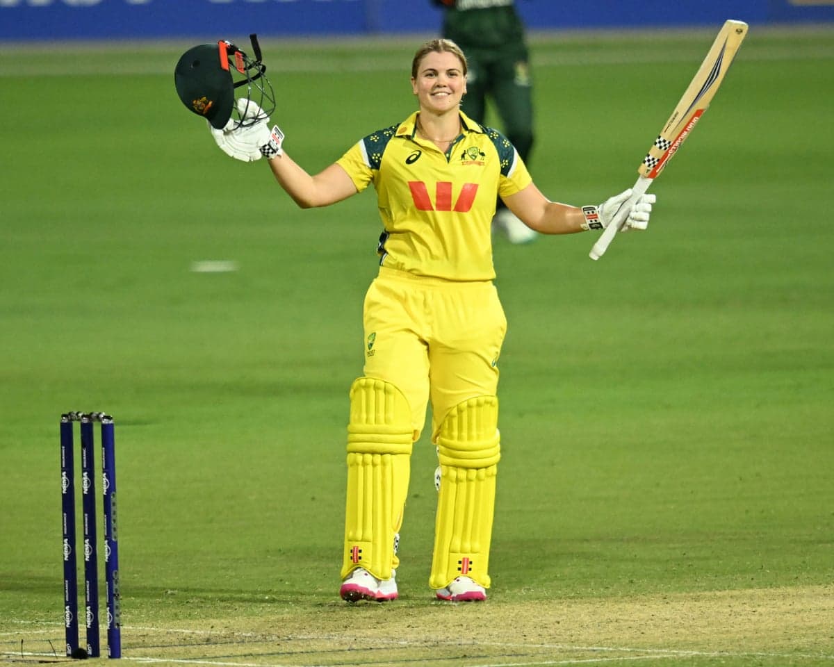 Australia’s Georgia Voll celebrates reaching her century