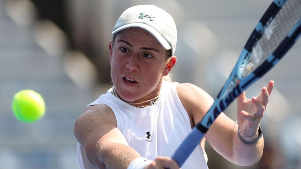 Sonay Kartal plays a backhand during her match against Belinda Bencic at the Wuhan Open