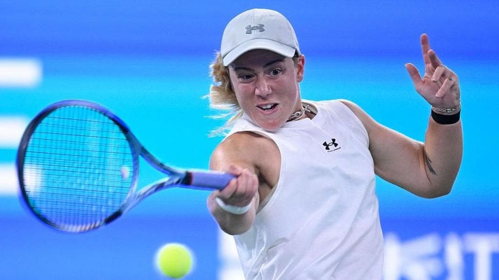 Sonay Kartal strikes the tennis ball during her quarter-final match in Wuhan
