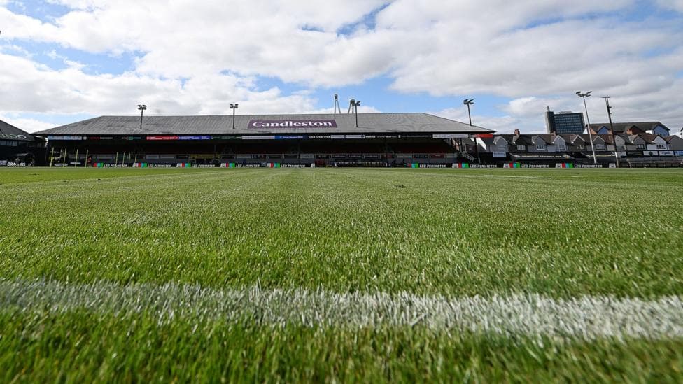 The pitch at Rodney Parade ahead of Dragons vs Hartpury in pre-season