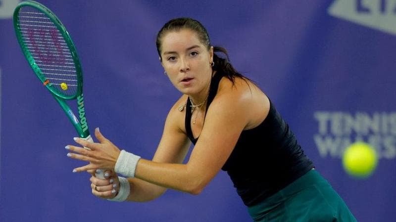 Jodie Burrage plays a shot in Wrexham