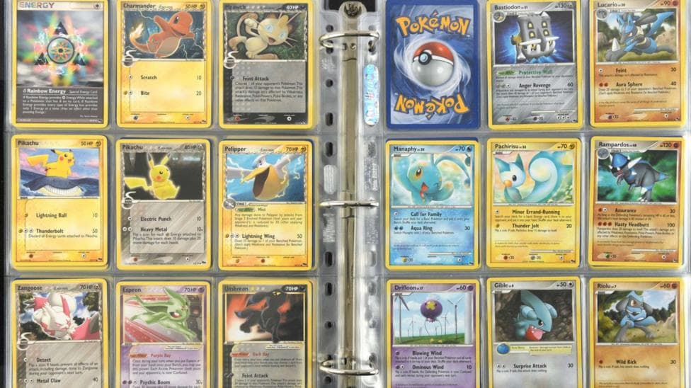 A collection of Pokemon cards.