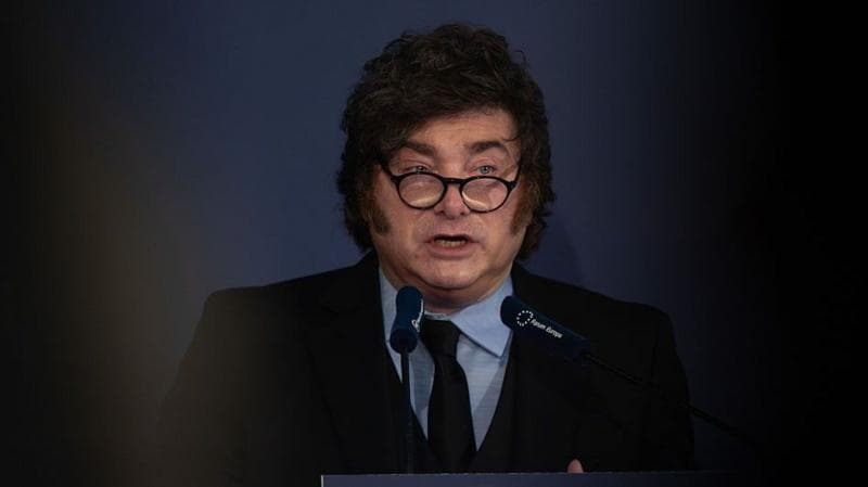 Javier Milei at a podium