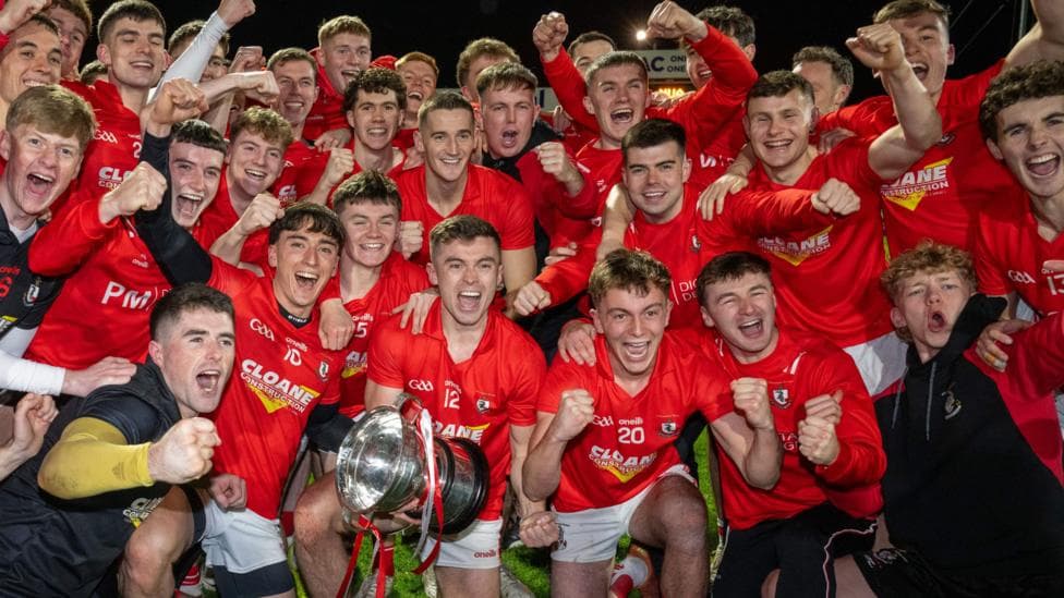 Odhran Lynch and the rest of Magherafelt celebrate winning the Derry SFC