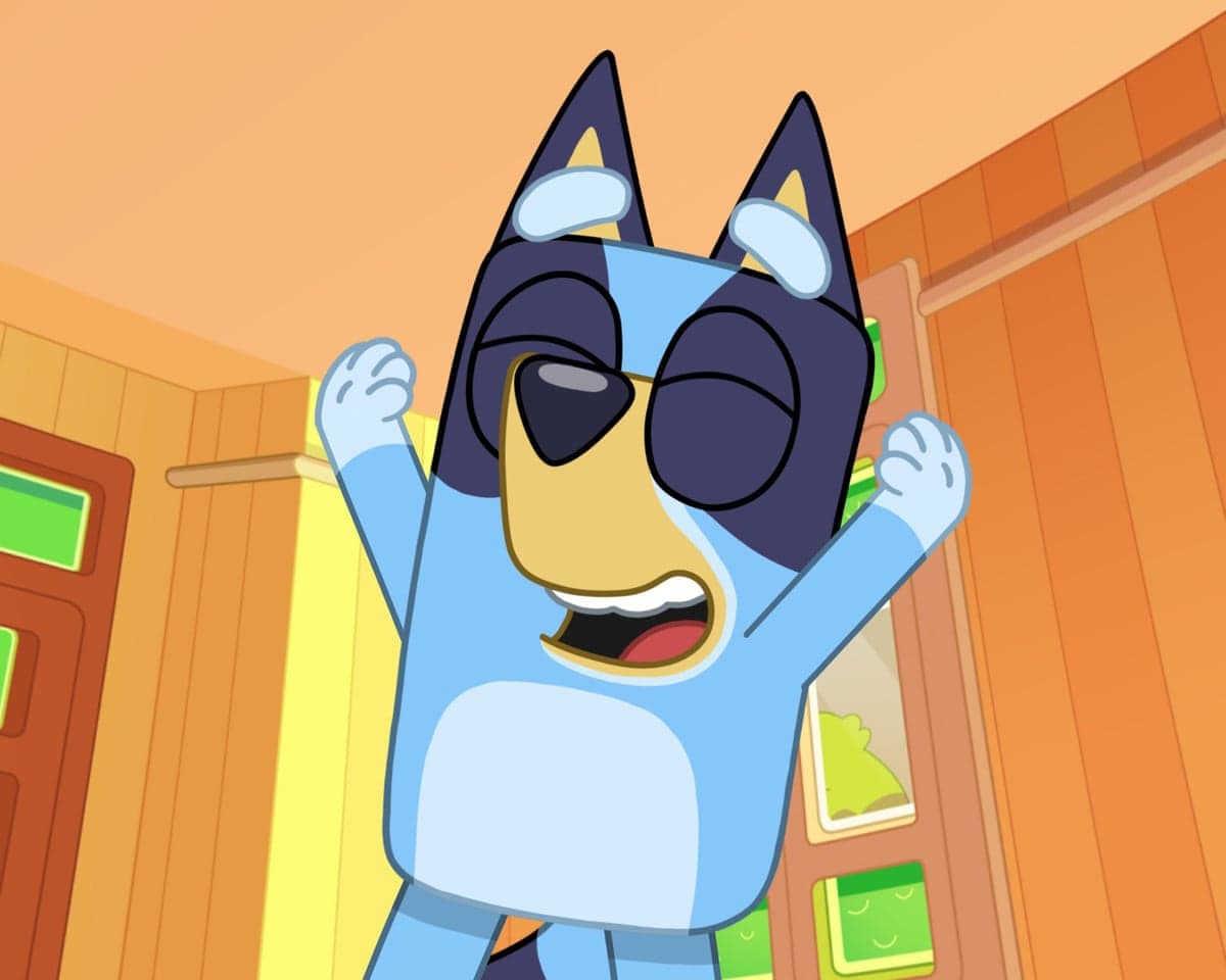 The cartoon character Bluey