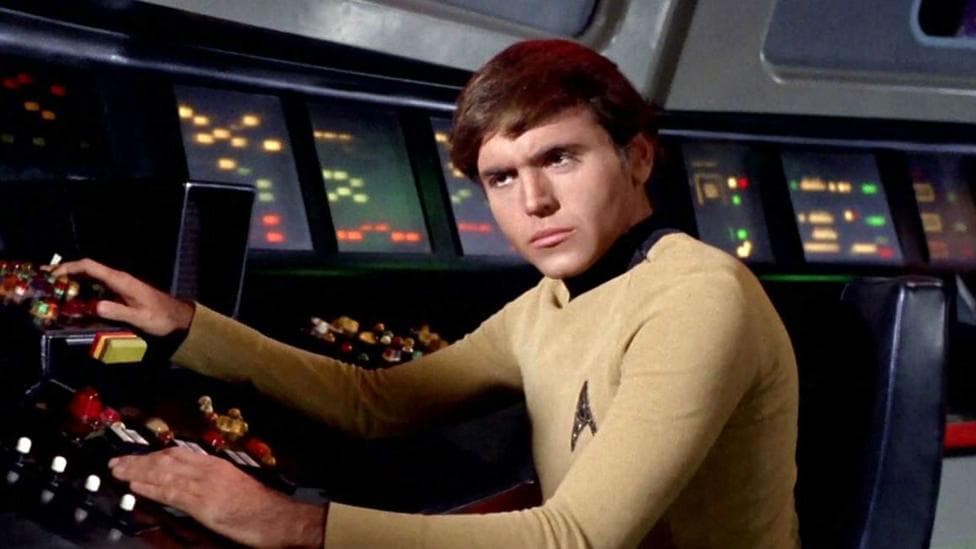 Walter Koenig as Pavel Chekov on board the USS Enterprise during an episode of Star Trek from 1968