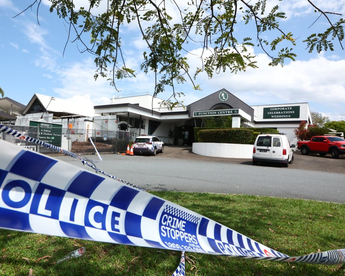 Police at the scene after a shooting at Fitzy’s Loganholme, Logan.