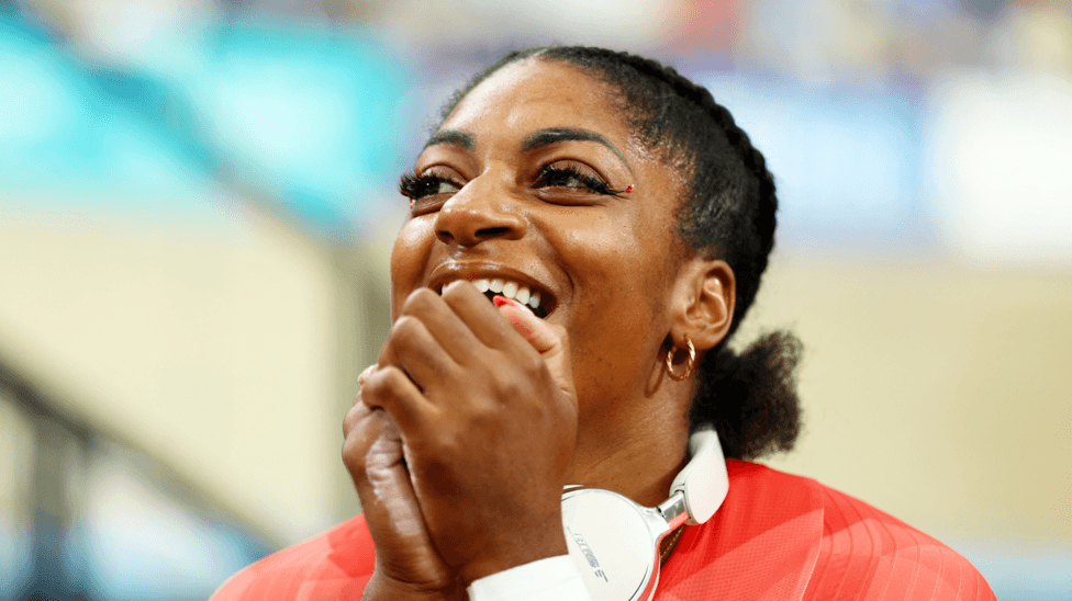 Kadeena Cox celebrates at the 2026 Commonwealth Games